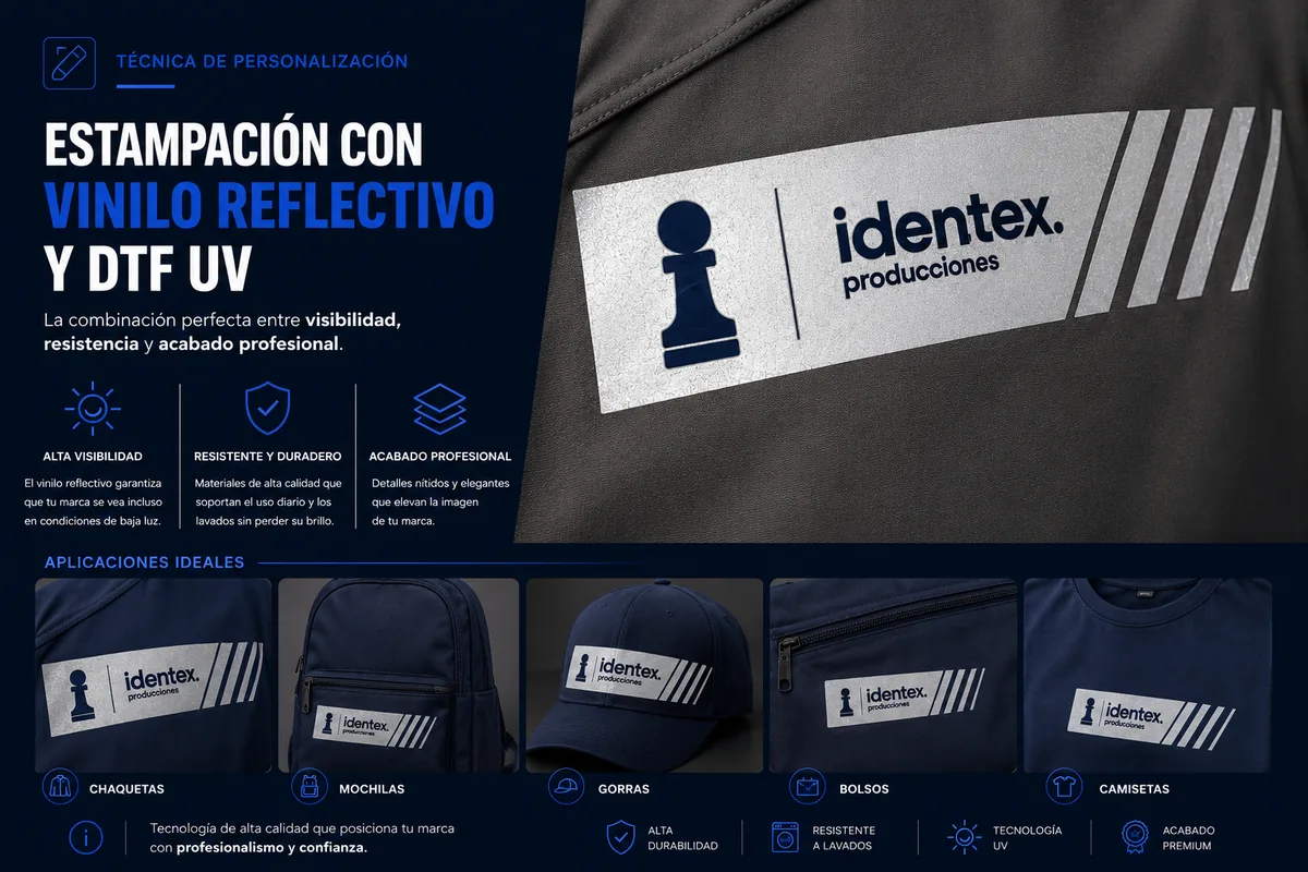 Técnica de personalización vinilo reflectivo y DTF con doble sellado